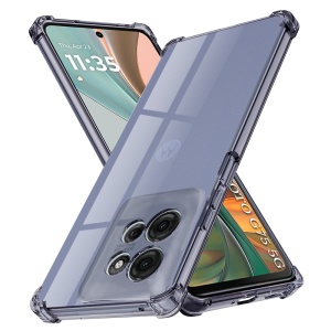Husa pentru Motorola Moto G75, SKYDDAR INNOVATION, Shockproof Clear Silicone, Silicon Slim, set cu sticker, Fumuriu