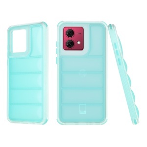Husa pentru Motorola Moto G84, anti soc, margini ridicate, design modern, set cu sticker, wave shield, Turcoaz