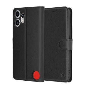 Husa pentru Nothing CMF Phone 2 Pro, SKYDDAR INNOVATION, Leather Folio tip Carte, cu Portofel Interior, Finisaje Premium, set cu sticker, Negru