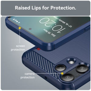 Husa pentru Nothing Phone (3a) Lite, SKYDDAR INNOVATION, Carbon Silicone, din Silicon Slim, cu textura Fibra Carbon, set cu sticker, Albastru - Img 2
