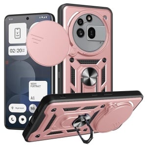 Husa pentru Nothing Phone (3a) Pro, SKYDDAR INNOVATION, CamShield, Roz, set cu sticker