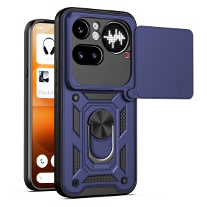 Husa pentru Nothing Phone (4a) Pro, protectie camere, Inel magnetic, set cu sticker, CamShield, Albastru