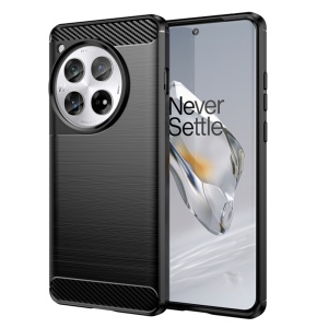 Husa pentru OnePlus 12, SKYDDAR INNOVATION, Carbon Silicone, din Silicon Slim, cu textura Fibra Carbon, set cu sticker, Negru