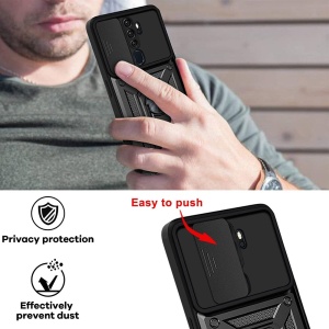 Husa pentru Oppo A5 4G, SKYDDAR INNOVATION, CamShield, Inel magnetic, set cu sticker, Negru - Img 6
