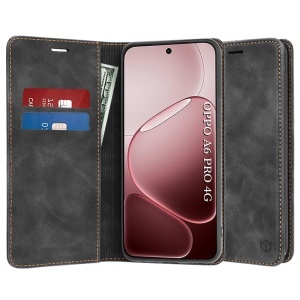 Husa pentru Oppo A6 Pro 5G, SKYDDAR INNOVATION, Confy Cover tip Carte din piele Eco Premium, cu Portofel Interior, set cu sticker, Negru