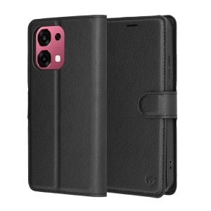 Husa pentru Oppo A6 Pro 5G, SKYDDAR INNOVATION, Leather Folio tip Carte, cu Portofel Interior, Finisaje Premium, set cu sticker, Negru