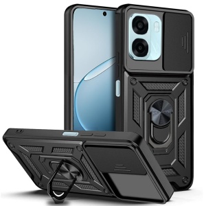 Husa pentru Oppo A6x 4G / 5G, protectie camere, Inel magnetic, set cu sticker, CamShield, Negru