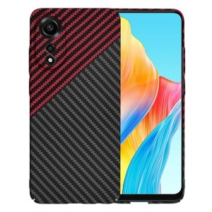 Husa pentru Oppo A78 4G, SKYDDAR INNOVATION, textura carbon, Carbonite FiberShell, set cu sticker, Rosu inchis,