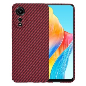 Husa pentru Oppo A78 4G, SKYDDAR INNOVATION, textura carbon, Carbonite FiberShell, set cu sticker, Rosu,