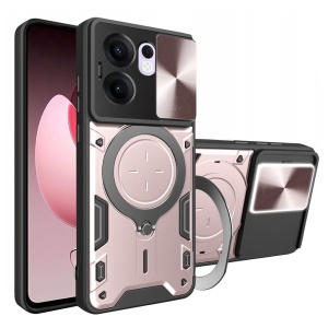 Husa pentru Oppo Reno13 F 4G / Reno13 F 5G / Reno13 FS 5G, SKYDDAR INNOVATION, SafeCover cu Inel Magnetic, Protectie Camera, set cu sticker, Roz auriu