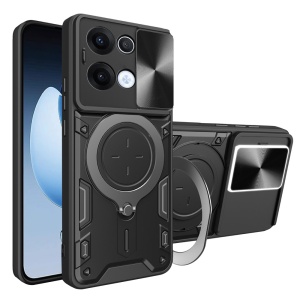 Husa pentru Oppo Reno13, SKYDDAR INNOVATION, SafeCover cu Inel Magnetic, Protectie Camera, set cu sticker, Negru
