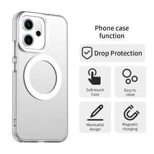 Husa pentru Oppo Reno14, MagSafe, Antisoc, set cu sticker, CandyCase, Alb - Img 2