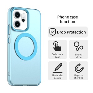 Husa pentru Oppo Reno14, MagSafe, Antisoc, set cu sticker, CandyCase, Albastru - Img 3