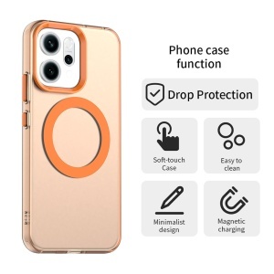 Husa pentru Oppo Reno14, MagSafe, Antisoc, set cu sticker, CandyCase, Portocaliu - Img 3
