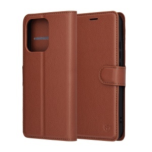 Husa pentru Oppo Reno14, SKYDDAR INNOVATION, Leather Folio tip Carte, cu Portofel Interior, Finisaje Premium, set cu sticker, Maro - Img 7