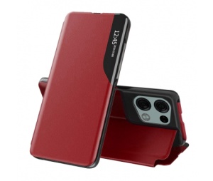 Husa pentru Oppo Reno8 Pro tip carte, stand, suport birou, set cu sticker, efold, Rosu
