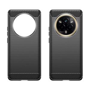 Husa pentru Realme 14 Pro, SKYDDAR INNOVATION, Carbon Silicone, din Silicon Premium, Slim, cu textura Fibra Carbon, Negru, set cu sticker - Img 4