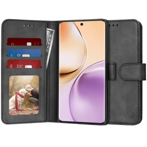 Husa pentru Realme 14 Pro, SKYDDAR INNOVATION, Diary Book, tip carte cu Portofel Interior, Protectie la socuri, Negru, set cu sticker