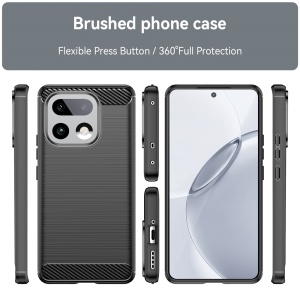 Husa pentru Realme 16 Pro+, , din Silicon Slim, cu textura Fibra Carbon, Skyddar Carbon Silicone, set cu sticker, Negru - Img 2