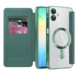 Husa pentru Samsung Galaxy A06 tip carte, SKYDDAR INOVATION, SmartMag Book, Magsafe, RFiD, Suport Carduri, set cu sticker, Verde