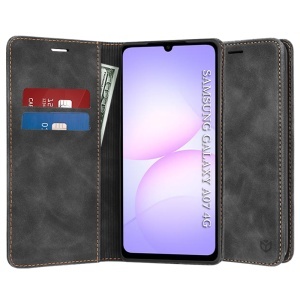Husa pentru Samsung Galaxy A07 4G, SKYDDAR INNOVATION, Confy Cover tip Carte din piele Eco Premium, cu Portofel Interior, set cu sticker, Negru