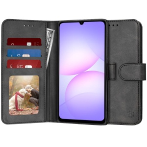 Husa pentru Samsung Galaxy A07 4G, SKYDDAR INNOVATION, Diary Book, tip carte cu Portofel Interior, Antisoc, set cu sticker, Negru