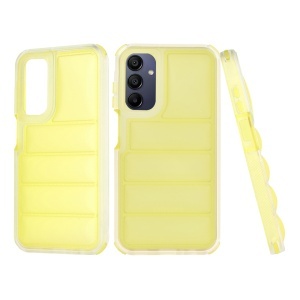 Husa pentru Samsung Galaxy A15 4G / Galaxy A15 5G, anti soc, margini ridicate, design modern, set cu sticker, wave shield, Galben