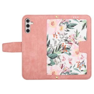 Husa pentru Samsung Galaxy A15 4G / Galaxy A15 5G din Piele Ecologică cu Design Floral, Protecție 360°, Stand Integrat, Buzunare pentru Carduri, SKDR Floral Wallet - Roz - Img 6