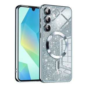 Husa pentru Samsung Galaxy A16 4G / Galaxy A16 5G, SKYDDAR INNOVATION, Luxury Glitter Magsafe, Antisoc, Fundal Detasabil 2-in-1, Margini Ridicate, set cu sticker, Bleu