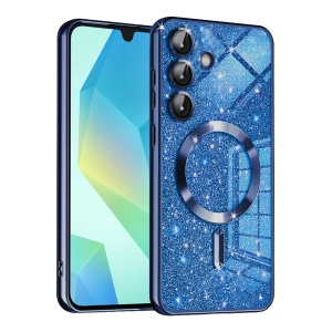 Husa pentru Samsung Galaxy A16 4G / Galaxy A16 5G, SKYDDAR INNOVATION, Luxury Glitter Magsafe, Antisoc, Fundal Detasabil 2-in-1, Margini Ridicate, set cu sticker, Albastru
