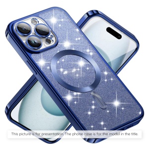 Husa pentru Samsung Galaxy A17 5G, SKYDDAR INNOVATION, Luxury Glitter Magsafe, Antisoc, Fundal Detasabil 2-in-1, Margini Ridicate, set cu sticker, Albastru