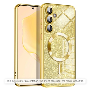 Husa pentru Samsung Galaxy A17 5G, SKYDDAR INNOVATION, Luxury Glitter Magsafe, Antisoc, Fundal Detasabil 2-in-1, Margini Ridicate, set cu sticker, Auriu