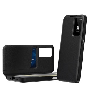 Husa pentru Samsung Galaxy A17 5G tip carte, Skyddar, cu portofel si SmartView, Premium, set cu sticker, Negru - Img 3