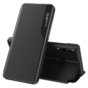 Husa pentru Samsung Galaxy A20s, tip carte, set cu sticker, eFold, Negru