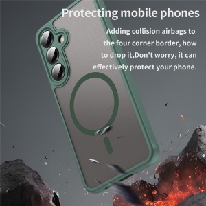Husa pentru Samsung Galaxy A27 5G, SKYDDAR INNOVATION, HaloFrost MagSafe II, Antisoc, set cu sticker, Verde - Img 5