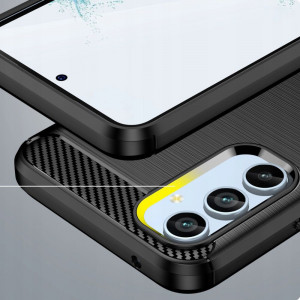 Husa pentru Samsung Galaxy A34 5G din silicon, Slim, cu textura Fibra Carbon - Negru - Img 4