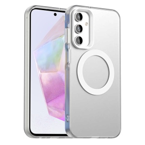 Husa pentru Samsung Galaxy A35 5G, MagSafe, Antisoc, set cu sticker, CandyCase, Alb