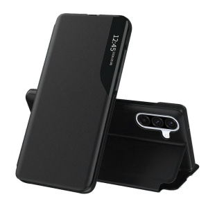 Husa pentru Samsung Galaxy A36 5G, tip carte, set cu sticker, eFold, Negru