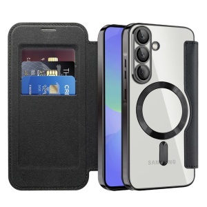 Husa pentru Samsung Galaxy A36 5G tip carte, SKYDDAR INOVATION, SmartMag Book, Magsafe, RFiD, Suport Carduri, set cu sticker, Negru
