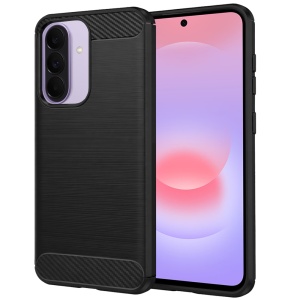 Husa pentru Samsung Galaxy A37 5G, SKYDDAR INNOVATION, Carbon Silicone, din Silicon Slim, cu textura Fibra Carbon, set cu sticker, Negru
