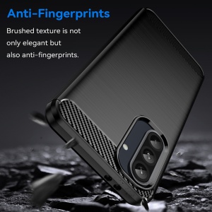 Husa pentru Samsung Galaxy A37 5G, SKYDDAR INNOVATION, Carbon Silicone, din Silicon Slim, cu textura Fibra Carbon, set cu sticker, Albastru - Img 5