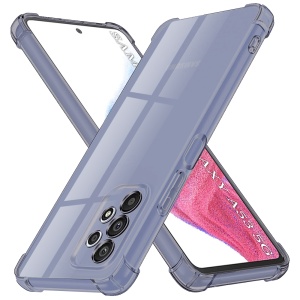 Husa pentru Samsung Galaxy A53 5G, SKYDDAR INNOVATION, Shockproof Clear Silicone, Silicon Slim, set cu sticker, Fumuriu