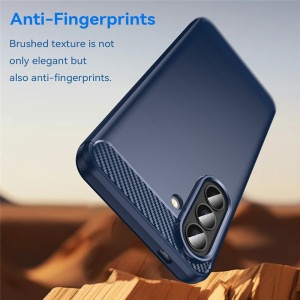 Husa pentru Samsung Galaxy A57 5G, SKYDDAR INNOVATION, Carbon Silicone, din Silicon Slim, cu textura Fibra Carbon, set cu sticker, Albastru - Img 4