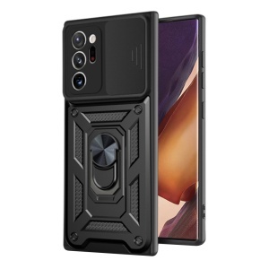 Husa pentru Samsung Galaxy Note 20 Ultra 5G / Galaxy Note 20 Ultra, SKYDDAR INNOVATION, CamShield, Inel magnetic, set cu sticker, Negru