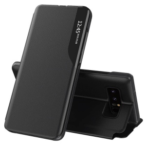 Husa pentru Samsung Galaxy Note 8, tip carte, set cu sticker, eFold, Negru