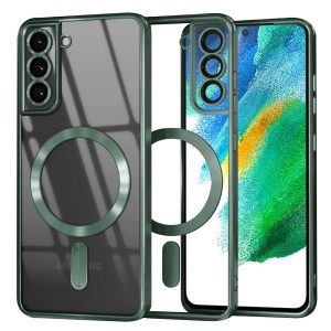 Husa pentru Samsung Galaxy S21 FE 5G, SKYDDAR INNOVATION, Luxury Shield Magsafe, Protectie Antisoc, set cu sticker, Verde inchis