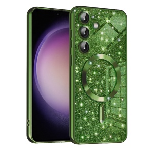 Husa pentru Samsung Galaxy S23 FE, SKYDDAR INNOVATION, Luxury Glitter Magsafe, Antisoc, Fundal Detasabil 2-in-1, Margini Ridicate, set cu sticker, Verde