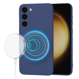 Husa pentru Samsung Galaxy S23 Plus din Silicon Catifelat, Protectie Premium, Skyddar SoftElegance MagSafe - Bleumarin - Img 9