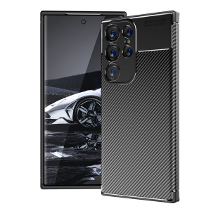 Husa pentru Samsung Galaxy S23 Ultra, SKYDDAR INNOVATION, CarbonFiber, Antisoc, Negru, set cu sticker