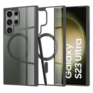 Husa pentru Samsung Galaxy S23 Ultra, SKYDDAR INNOVATION, MagSafe Pro din silicon, set cu sticker, Negru
